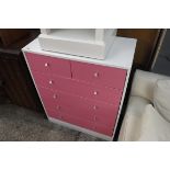 White and pink IKEA style chest of drawers