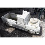 Concrete garden planter in the form of a Land Rover