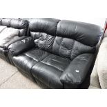 3 piece sofa set comprising black leatherette 2 seater sofa, 3 seater sofa and single armchair