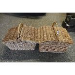 2 similar wicker picnic baskets