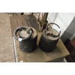 Pair of cast iron cylindrical weights
