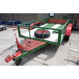 Steel framed twin axle 4 wheeled trailer with integral lighting and spare wheel and tyre