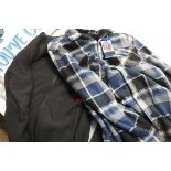 Boston Traders jacket in blue and white (size L) with Kirkland fleece in black (size M)