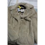 Ladies Andrew Marc fur style coat in beige