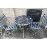 Black bistro garden table with 2 matching chairs