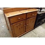 Pine 2 drawer, 2 door cupboard