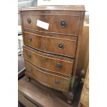 Reproduction bow fronted miniature chest of 4 drawers