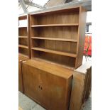 Teak 2 door bookshelf with 4 drawers inside