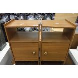 (2129) Pair of teak style bedside units