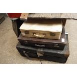 Stack of 3 early 20th century luggage cases