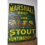 Enamelled metal sign advertising Marshall Bros. Fine Ales & Stout, Huntingdon Ltd., 660x910mm