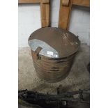 Galvanized bee hive shaped cylindrical lidded container