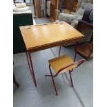 Child's Tyseley school desk with matching stool
