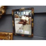 Small rectangular mirror in black lacquered oriental frame