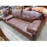 Brown leather effect 3 seater sofa