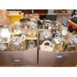 Four boxes containing wall clocks, carriage and mantle clocks