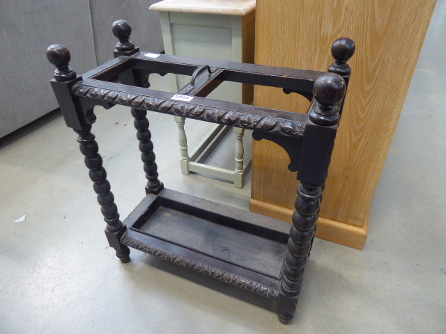 Dark oak carved stick stand - Image 2 of 2