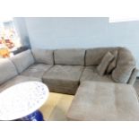 Grey fabric six piece modular corner unit including footstool