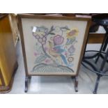 Fire screen with embroidered insert