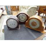 3 dome topped mantle clocks