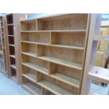 A beech open fronted bookcase