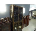Inlaid and black lacquered Oriental display cabinet