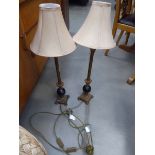 Pair of crackle glazed metal table lamps