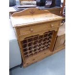 Pine wine rack with cutlery drawer over