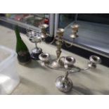 Box containing silver plate to inc. candlesticks, trophies and an ice bucket