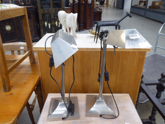 Pair of adjustable brushed metal desk lamps - Image 2 of 3