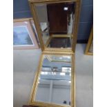 Pair of rectangular bevelled mirrors in gilt frames