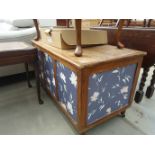 A plywood blanket box with painted panels