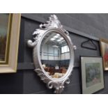 5173 Oval mirror in silver painted frame