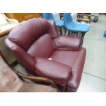 Maroon leather effect reclining armchair