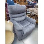 Grey suede effect reclining swivel armchair
