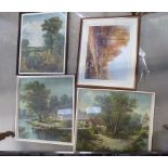 Constable print Autumn woodland plus 2 prints with Cottages