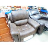 5092 A brown leather effect electric reclining armchair (af)