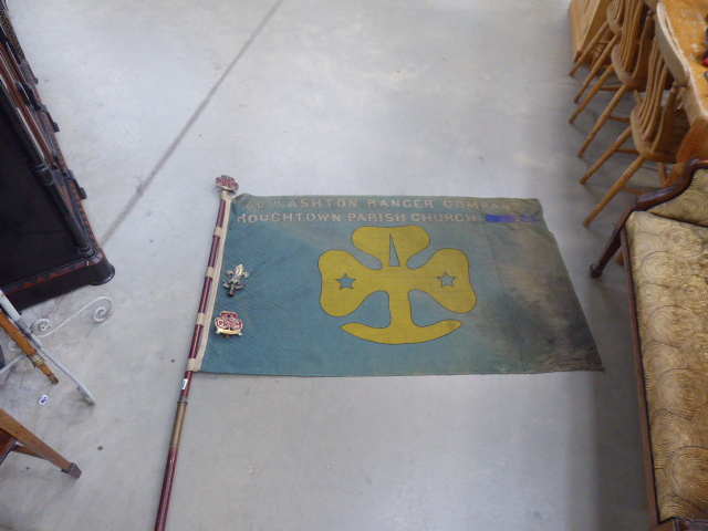 rr mar 198 A Girl Guides flag for the 40th Ashton Ranger Company, Roughtown Parish Church, 90 x