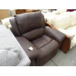 Brown leather effect reclining armchair