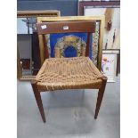 Danish teak dining chair with strung seat