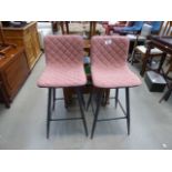 Pair of metal and quilted pink fabric high chairs