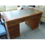 Reproduction yew twin pedestal desk