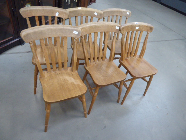 6 Beech dining chairs - Image 2 of 2