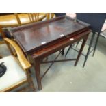 Victorian side table with X shaped stretcher and mahogany butlers tray