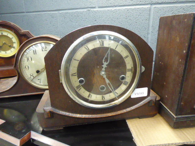 2 dome topped mantle clocks plus 2 others in walnut cases - Image 3 of 5