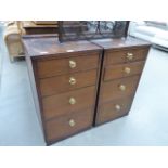 Pair of oak finished chests of 4 drawers