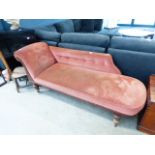Edwardian pink fabric chaise longue
