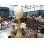 Box containing oriental table lamps, brass table lamp with Corinthian column and modern brass lamp