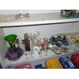 Qty of paperweights plus glass bowls and vases