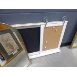 Notice board and Dome topped mirror in metal frame